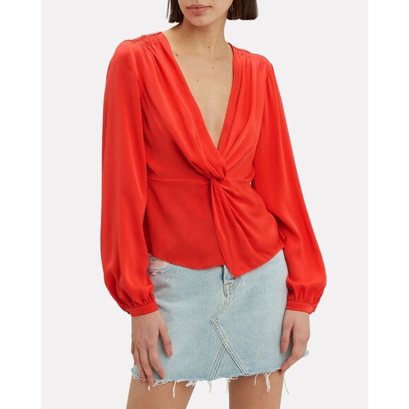 NWT INTERMIX Dawn Silk Knot Front Top Size 2 Coral - Picture 11 of 15